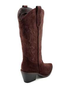 Bottes Western In Suède And Broderies Arabesques - Brown - View 4