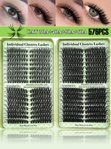 640/608/576/384pcs Mixed Length 10-16mm, 0.07mm C/D Curl Synthetic Mink Eyelash Set, Dense & Curly, Suitable For DIY Eyelash Extension, Suitable For Daily Or Outdoor Makeup - 黑色 - 查看 10