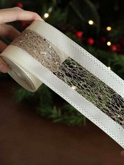 Cinta metálica de poliéster de 4 m, ideal para bodas, fiestas, decoración de cajas de regalo, envoltura de regalos, coronas, lazos y decoración del hogar (1 pieza).