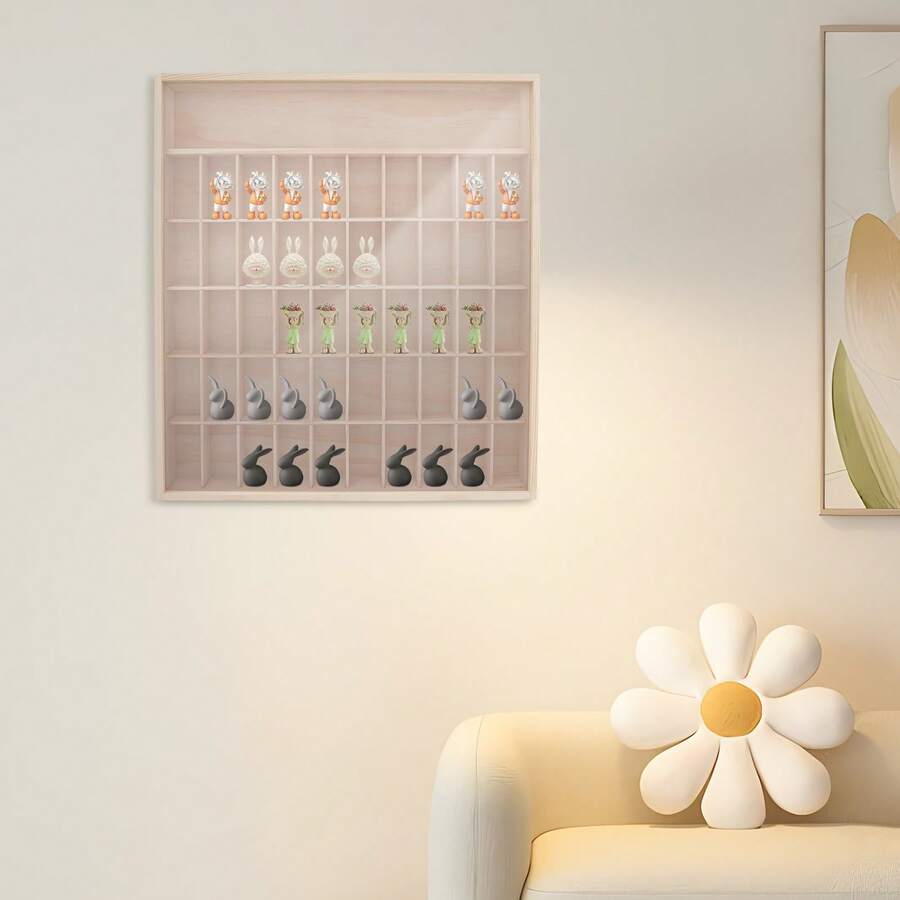 Holzvitrine Vitrinenschrank – Transparenter Ausstellungsvitrine Für Minifiguren & Action-Figuren, Staubdichter Sammlungsvitrine Mit Mehrfachfächern, Ideal Für Sammelobjekte & Modellausstellung - 1PC - Übersicht 1