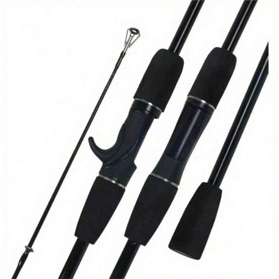 Black Fiberglass Fishing Rod - 180cm/70.86inch - EVA One-Piece Grip - Suitable For Both Fresh And Salt Water. - Black - View 1