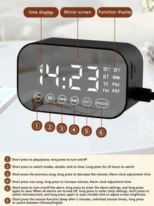 2-In-1 Alarm Clock Speaker, Smart Bluetooth Speaker Multifunctional Clock, Student Alarm Clock Essential - Mini Version - View 8