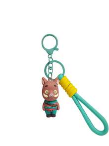 1pc Cartoon Version Cute Monster Plush Doll Keychain Bag Charm Accessory - Multicolor - View 3
