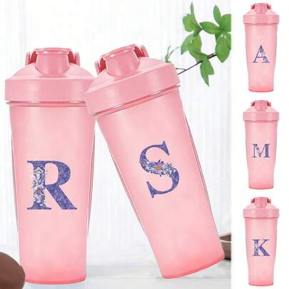600ml Sports Shaker Bottle, Protein Powder Mixing Cup, Water Bottle, Plastic Blender Cup, Essential For Fitness, Workout, Sports Enthusiasts, Athletes, Gym, Outdoor Activities, Holiday Gift, 26 Alphabet Patterns