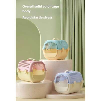 Jaula de transporte portátil para hámsteres con bebedero - Una jaula de viaje transpirable adecuada para mascotas pequeñas como hámsteres, ratones, loros y pájaros, hecha de material PP duradero con un sistema de cierre .