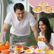 不粘硅胶煎饼模具，煎蛋饼模具，可用于煎蛋和制作早餐三明治，1个装，蛋糕胚模具，汉堡煎锅，兼容空气炸锅 - 彩色 - 查看 7