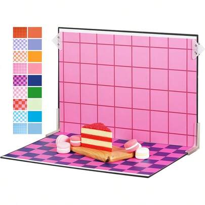 9Pcs 18Patterns Product Photography Backdrops Kit Photo Backdrop Boards Colourful Gird Photoshoot Background For Jewelry,Cosmetic,Makeup And Other Small Product Photography (16.5X11 Inch)