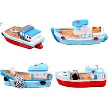 4pcs Mediterranean Style Mini Resin Fishing Boat Models, Colorful Dollhouse Boat Accessories, Miniature Landscape And Beach Scene Decoration, Collectible Sailboat Mini Models - Multicolor - View 10