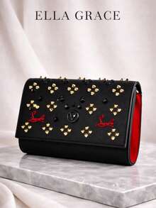 ELLA GRACE- Studded Chain Shoulder Bag For Women, Mini Square Crossbody Purse, Fashion Biker Style Handbag, Sweet Cool Party Bag - Black - View 1