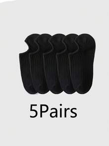 5 Pairs Solid Color Casual Boat Socks, Unisex, Thin Spring Style, Suitable For Casual And Formal Occasions, Minimalist Design, Soft Fabric, Women Low Vamp Invisible Socks - Multicolor - View 7