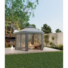 Toldo emergente instantáneo de 13 x 13 pies con cerramiento de malla completo, perfecto para entretenimiento al aire libre, camping y sombra en el patio trasero. - A - Ver 2