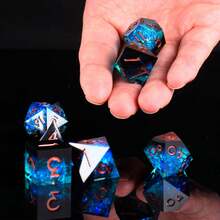7颗手工树脂半透明尖头多面骰子套装，适用于万智牌、开拓者、角色扮演游戏等桌面游戏，包含D20/D12/D10/D8/D6/D4/D%骰子。 - 彩色 - 查看 2