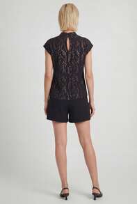 Naf Naf Black Metallic Top With Original Collar Tops Black And Gold Fabric - 黑色和金色 - 查看 4