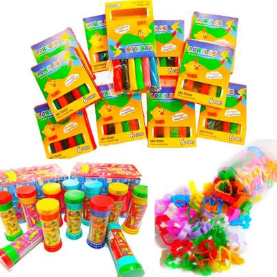 15 Cx Massinha de Modelar + 15 Bolha de Sabao + 15 Cortador Kit Festa Aniversario Prenda Lembracinha