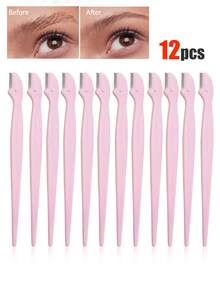 40/30/24/20/12/6/3/1pc Eyebrow Trimmer, Multifunctional Eyebrow Trimmer, With Protective Cover, Shaver, Makeup Remover And Depilatory Device, Body Hair Remover, Exfoliating And Exfoliating Tool, Stainless Steel Eyebrow Trimmer With Precision Cover - Baby Pink - View 12