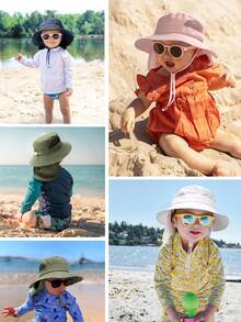 婴幼儿遮阳帽，宽檐渔夫帽，带颈带，春夏海滩度假必备 - 1PC - 查看 6