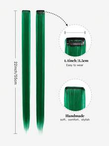 22 pulgadas 10 piezas extensiones de cabello con clips de color rojo y verde brillante para mujer, adecuadas para peinados diarios/de fiesta/de vacaciones - Color Piano - Ver 4