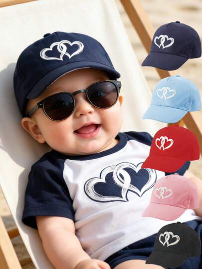 1 PC Baby Baseball Cap Heart Baby Baseball Cap Boys And Girls Cute Casual Baseball Cap Everyday Party Baby Baseball Cap