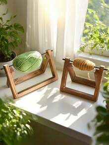 Soporte de madera para hilos, soporte de carrete de hilo minimalista de escritorio, enrollador de hilo de madera giratorio, accesorio perfecto para hilar, adecuado para tejer, bordar, manualidades de costura - Multicolor - Ver 2