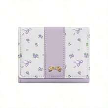 Floral Bow Decor Women's Compact Wallet Minimalist Trifold Purse Student Style In Stock Japanese Design Women Wallet Wallet Purse Wallet Fall Small Wallet Cute Wallet Y2K Wallet - Multicolor - View 3
