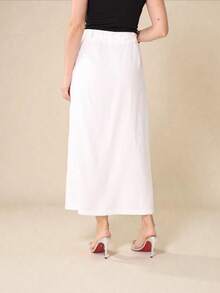 Marrante Midi Skirt With Tie And Front Slit - Modern Elegance COD 183 - trắng - Xem 2