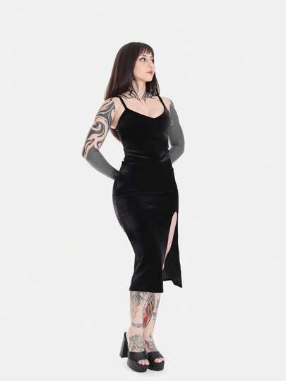Vestido Fenda Fatal Preto