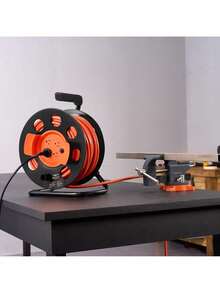 100ft Extension Cord Reel With 4 Outlets And Dust Cover, Heavy Duty 12AWG 14AWG SJTOW Power Cord, Manual Cord Reel With Portable Handle Circuit Breaker, For Outdoor Indoor Toolshed Garage, UL Listed - 100ft 14AWG - View 9
