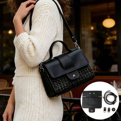 5pcs Crochet Bag DIY Making, PU Leather Cap Buckle Shoulder Strap, Handmade Crossbody Bag, Crochet Purse DIY, Holiday Gifts, Birthday Gifts, Women's Purse Making, Purse Making Materials