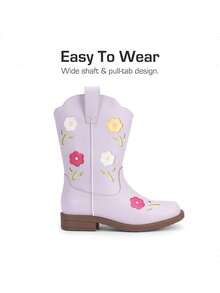 Girls Cowgirl Boots Kids Mid Calf Western Boots Riding Shoes For Toddler/Little Kid/Big Kid - Màu tím hoa cà - Xem 7