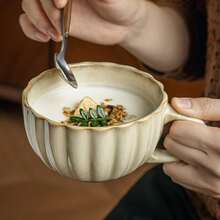 1个陶瓷咖啡杯，创意燕麦杯，陶瓷早餐杯，大容量酸奶碗，沙拉碗，甜点碗，汤碗 - 彩色 - 查看 7