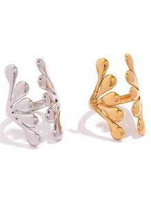 2pcs/1pc Minimalist Geometric Smooth Stainless Steel Ring Set, Holiday Gift/Versatile Daily Wear - Multicolor - View 10