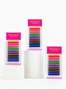 TDANCE 1盒12排彩色单根假睫毛，混合色，浓密纤长，高级经典款，专业柔软自然，多色睫毛，0.07 C/CC/D 12毫米 - 彩色 - 查看 2