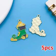 5个幸运小妖精吊坠 | 珐琅绿色锌合金圣帕特里克节首饰DIY套装，可用于手链和项链 - 彩色 - 查看 16