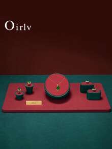 Oirlv High-End Jewelry Display Props, Luxury Necklace, Ring And Bracelet Display Cabinets, Jewelry Display Racks, Suitable For Men And Women Couple Rings, Bracelets, Necklaces And Mall Displays. - Red - View 5