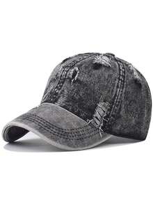 1pc Distressed Washed Denim Baseball Cap, Unisex Couple Style, Outdoor Versatile All Season Soft Crown Curved Brim Hat - Multicolor - View 15