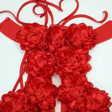 Vestido de alta calidad, nuevo y de gran , vestido de noche sexy con hombros descubiertos y gran flor, regalo perfecto para damas. - Rojo - Ver 7