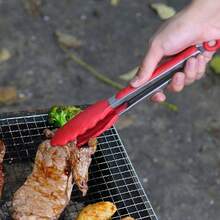 1个不锈钢带锁厨房烹饪烧烤钳，耐热，7英寸长 - 彩色 - 查看 3