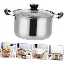 5PCS/Set Stainless Steel Saucepan Induction Cooking Pot Cooker Cookware Kitchen - Silver - View 4
