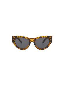 1pc Cat Eye Fashion Glasses For Women, Fashionable And Versatile For Street Style - Leopard Gray - View 4