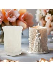 Floral Goddess Silicone Mold With Column Embossed Design, Easy Demold And Reusable, Suitable For Scented Candle Casting, Gypsum Craft Decoration, Perfect For Wedding Decor And Mother's Day Gift - White - View 3