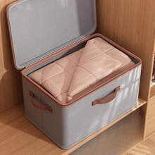 1pc Large Capacity Covered Clothing Organizer, Multifunctional Foldable Waterproof Storage Box, Dustproof And Moisture-Proof, Stackable Storage, Wardrobe Organizer Box, Bedroom Storage Box, Lockable (Password Lock Sold Separately), Simple Style - Multicolor - View 14