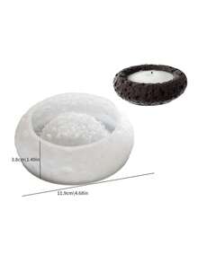 DIY Round Space Rock Storage Box Ashtray Concrete Gypsum Resin Mold Stone Texture Aromatherapy Candle Cup Silicone Mold Home Decoration Ornament - White Silicone Mold - View 2