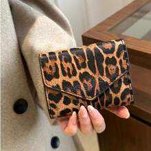 Women's Leopard Print Multi-Card Slots Trifold Wallet - Brown - View 5