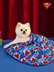 SUPERMAN X PETSIN 1pc Printed Cat & Dog Plush Warm Blanket, Suitable For Pets - Multicolor - View 1