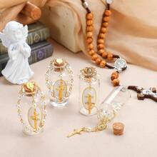 36件/套圣水天主教十字架念珠圣水容器水杯软木塞，适用于基督教教堂洗礼、初领圣体、耶路撒冷婚礼派对礼品 - 彩色 - 查看 3