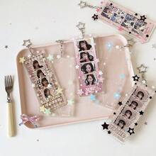 Colorful Star Acrylic Life Quadrant K-Pop Card Holder, Star Design Fangirl Y2Y Style Bag Charm Quad Card Holder Accessory - The Four Palaces Of Life - View 3