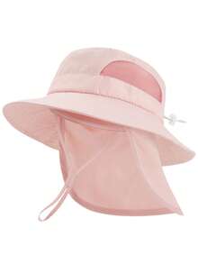 婴幼儿遮阳帽，宽檐渔夫帽，带颈带，春夏海滩度假必备 - 1PC - 查看 12