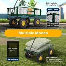 1pc Carro de Jardín Plegable con Capacidad de 249.48KG - Plataforma Metálica para Todo Terreno con Ruedas, Marco de Acero Recubierto en Polvo y Detalles Amarillos, Ideal para Jardinaje, Trabajo en el Patio, Equipo de Jardinería, Ruedas Resistentes, Construcción Duradera, Profesional para Paisajistas - A - Ver 4