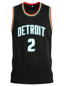 Atonmore 2pcs Men's Basketball Jersey, Black With Embroidered Stitching, Sleeveless Casual Sports Tank Top Spring - Black - View 2