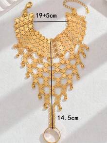 1pc Middle East Vintage Seed Coin Pendant Women Finger Hand Chain, Versatile Daily Accessory, Holiday Gift - Gold - View 14